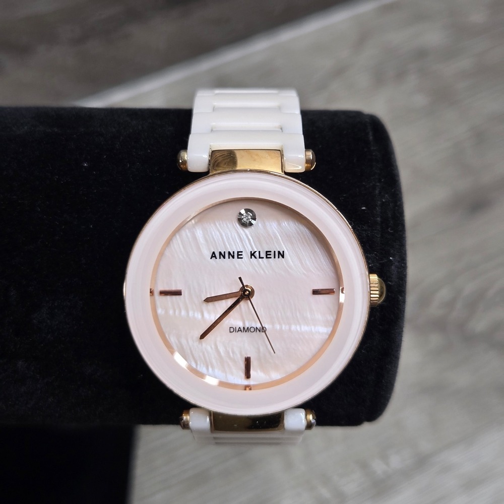 Anne Klein Watch AK/1018 Diamond Mother‎ of Pearl Dial Ceramic Women's Creamy